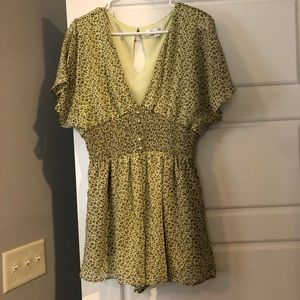 She and sky pastel green leopard print romper